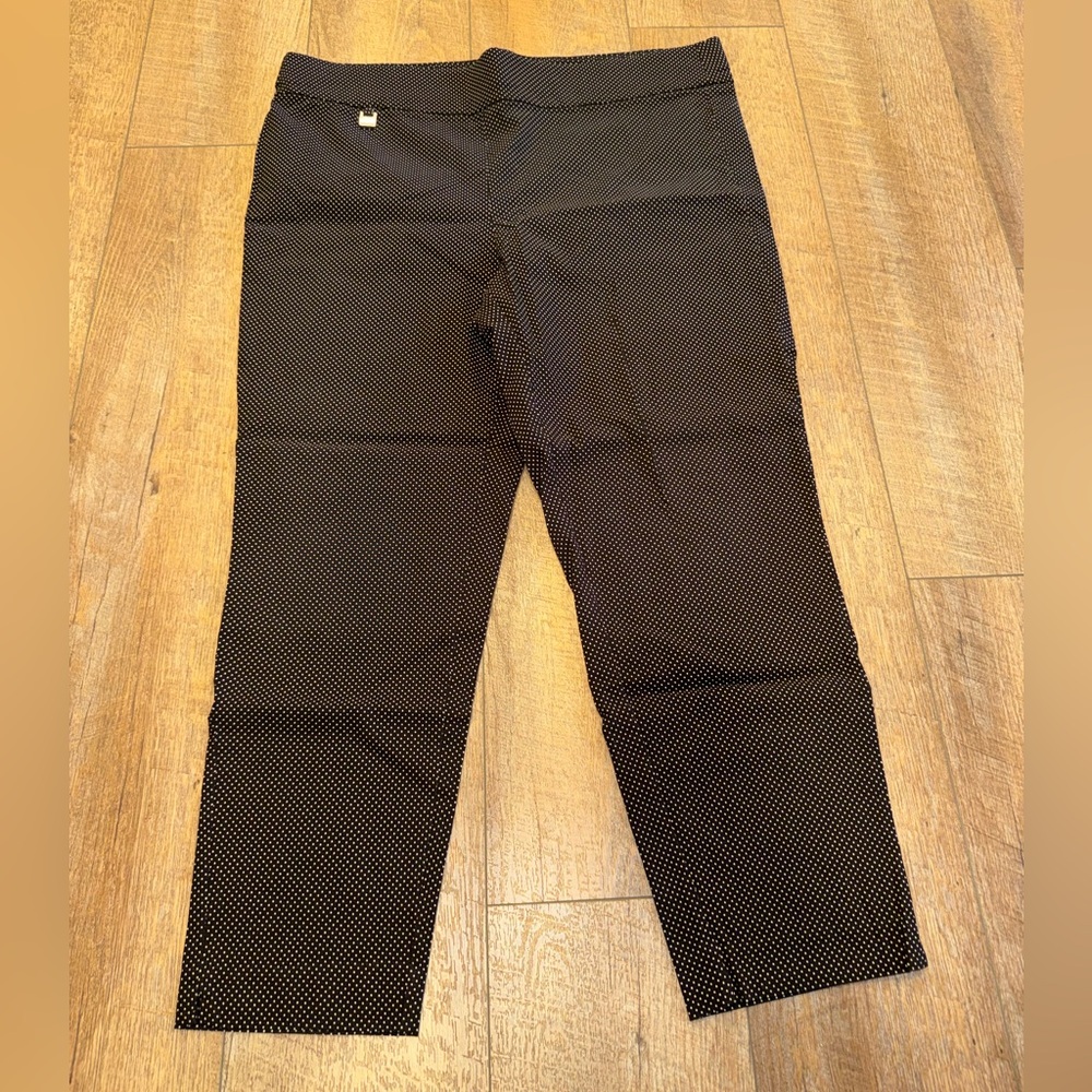 Women’s Black Pull On Pants w/White Polka Dots -  Zoe + Phoebe - Size XL